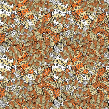 Karalamalar desen. Siyah, bej, turuncu, beyaz ve gri renkler. Dikişsiz desen arka şirin plan. Tasarım ve hediye paketleme kağıt, tebrik kartları, afiş ve posterler tasarım. Vektör tasarımı.