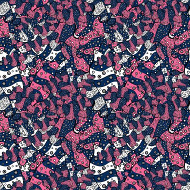 Suluboya, elle çizilmiş. Vektör - hisse senedi. Mavi, siyah, pembe, beyaz ve gri renkler üzerinde karalamalar. Sorunsuz arka plan deseni.