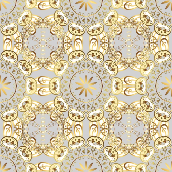 Seamless Oriental Ornament Style Baroque Vector Oriental Ornament Golden Pattern — Stock Vector