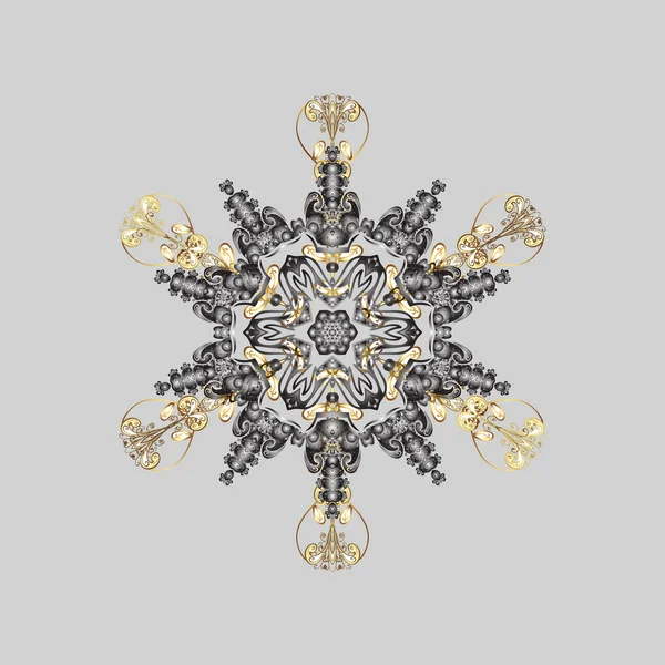 Vektör çizim. Gri, bej ve beyaz renkleri. Tatil tasarım Noel ve yeni yıl moda için yazdırır. Kar taneleri arka plan ile Noel kalıbı.