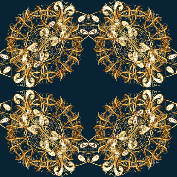 Классический Векторный Золотой Бесшовный Узор Цветочный Орнамент Парчи Текстильный Узор — стоковый вектор