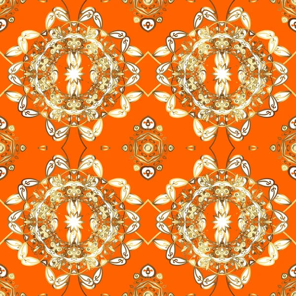 Modèle Traditionnel Vecteur Doré Classique Sur Les Couleurs Orange Blanc — Image vectorielle