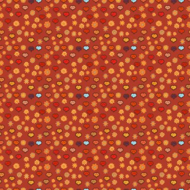 Şirin yazı hat metin ve kalpleri, zarflar, kesintisiz aşk desenle doodles. Elle çizilmiş şekil. Grafik kalpleri üzerinde turuncu, kahverengi, sarı, kırmızı ve siyah renkleri seviyorum. Vektör. Şirin.