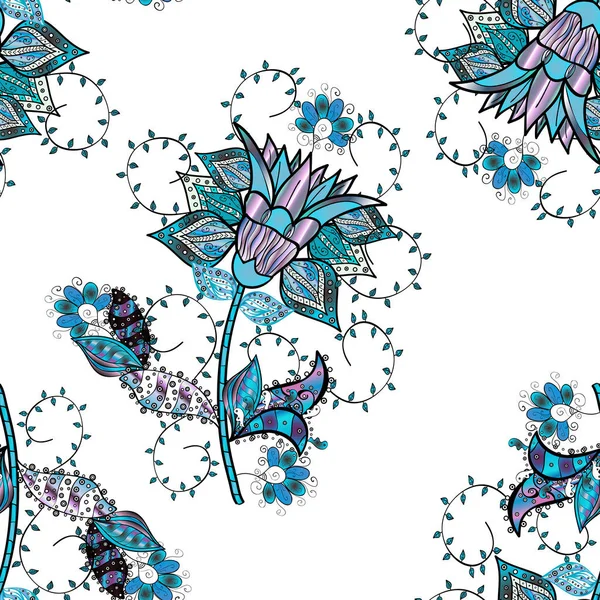 Fantasievolles Stoffmuster Nahtloses Blumenmuster Der Vektorillustration Farbe Frühling Theme Nahtlose — Stockvektor