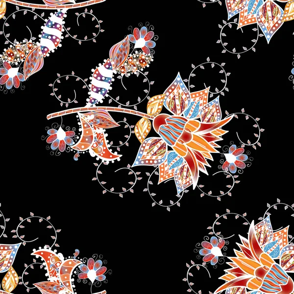 Motif Floral Sans Couture Dans Illustration Vectorielle Fleurs Sur Les — Image vectorielle