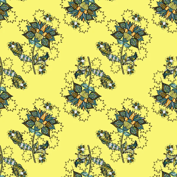 Doodle unsurları. Sorunsuz çiçek deseni kaydırma kağıt, davet, el ilanı, afiş veya Web sitesi Web sitesi arka plan duvar kağıdı için kullanılabilir. Vektör çizim el çekilmiş.