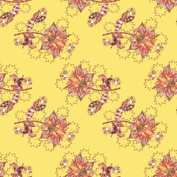 美しいの明るいの粗い布 キャンバス カール 光沢のある幾何学模様織り 花のガーランド パターンでは シームレスな花の境界線 ヴィンテージの古い背景 ベクトル図 — ストックベクタ
