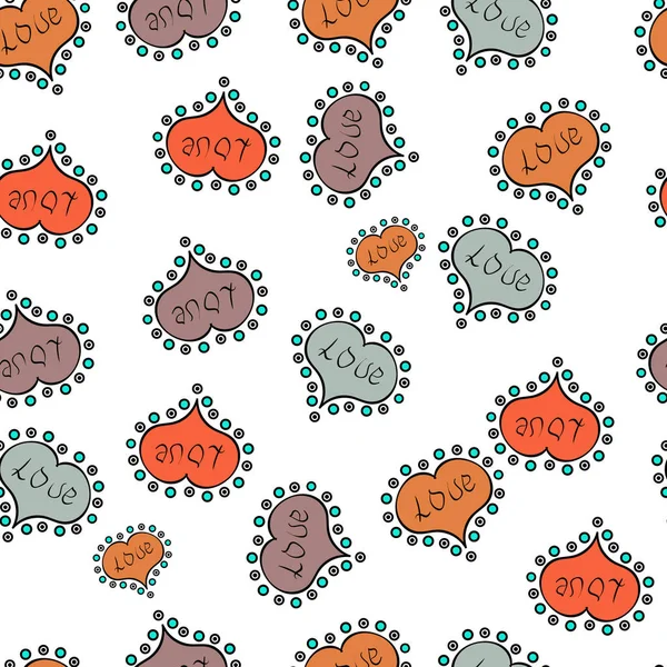 Vektör. Anti stres Sevgililer vintage dekoratif unsur. Dikişsiz desen kalp, aşk. Tasarım. Boyama kitabı sayfa Tasarım. Elle çizilmiş resimde beyaz, turuncu, siyah, tarafsız ve gri renkler.