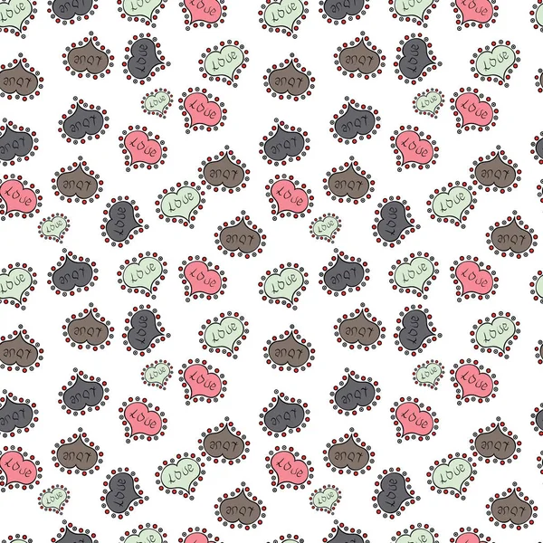 Dikişsiz desen Kalp Sevgililer kartı sevgi kalpleri. Çift Romantik aşk kalp. Tasarlanmış kroki kalp seviyor. Grafik kalpleri üzerinde beyaz, gri ve siyah renkleri seviyorum. Vektör çizim.