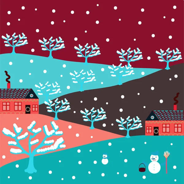 Postal Inusual Ilustración Navideña Vector Increíble Casa Decorada Decorada Navidad — Vector de stock