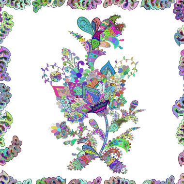 Moda için zarif dekoratif süsleme baskı, karalama defteri, ambalaj kağıdı, duvar kağıdı. Beyaz, mavi ve nötr renkler sevimli çiçekler. Basit çiçek seamless modeli küçük çiçekli. Vektör tasarımı.