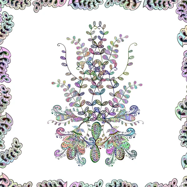 Dikişsiz desen baskı. İhale kumaş deseni. Beyaz, tarafsız ve gri renkler doodles. Tasarım. Düz öğeleri. Vektör.