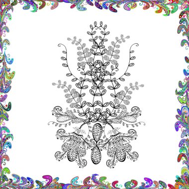 Beyaz, siyah ve yeşil renkler. Vektör çizim. Kartları, davetiyeler, tarihi kartları ve daha birçok kaydetmek için kullanılabilir. Vektör soyut desen sayfa antistress için.