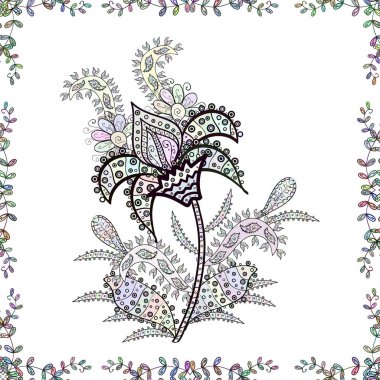 Vektör çizim. Beyaz, tarafsız ve gri renkler. Bir beyaz, tarafsız ve gri renkler beyaz, tarafsız ve gri papatya desen.