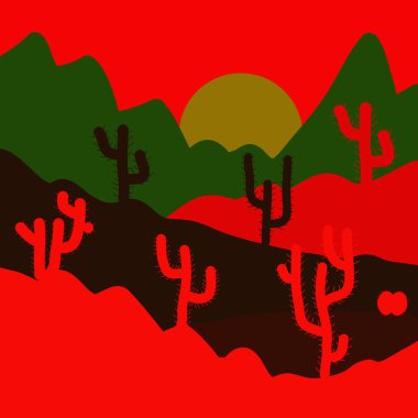 Şirin kaktüs ve el dokular çizilmiş. Mükemmel için kumaş, tekstil. Vektör arka plan üzerinde kırmızı, kahverengi ve yeşil.