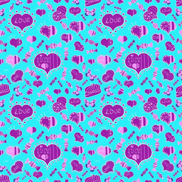 Ilustración Vectorial Seamless Geek Valentine Corazones Día Fondo San Valentín — Vector de stock