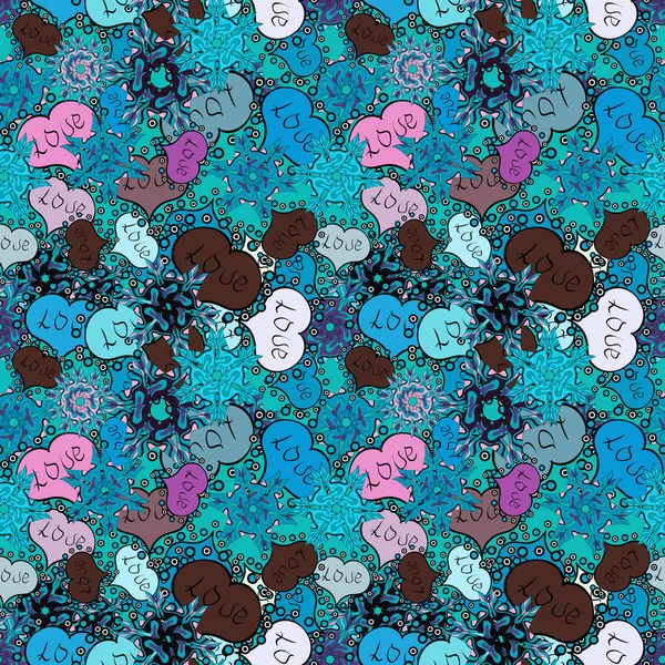 Valentine': mavi, siyah, kahverengi, tarafsız ve gri elemanları ile s. Sorunsuz Geek Sevgililer ': s gün kupa arka plan. Kalp desen. Vektör çizim.