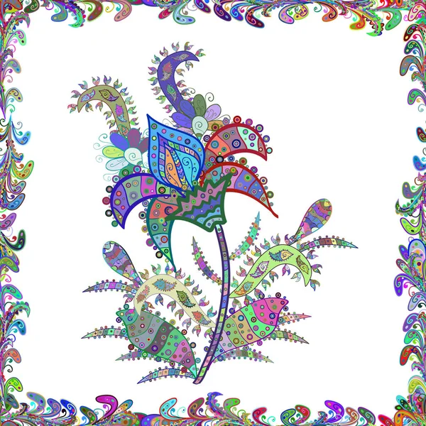 Kabile sanat boho baskı, vintage çiçek arka plan. Arka plan doku, duvar kağıdı, floral tema beyaz, yeşil ve mavi renklerde. Soyut etnik vektör seamless modeli.