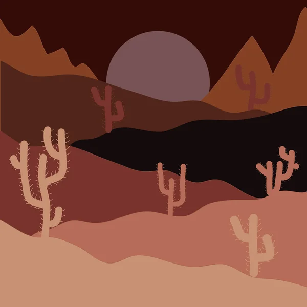 Vektorillustration Wüste Auf Braunem Rosa Und Schwarzem Hintergrund Für Ihr — Stockvektor