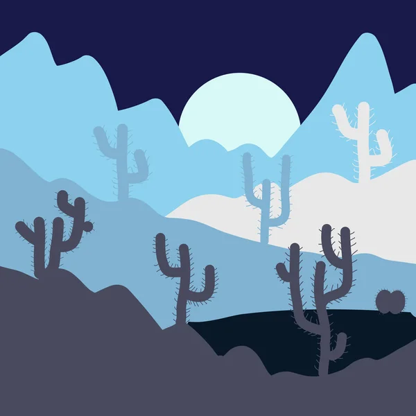 Illustration Vectorielle Des Grès Scéniques Paysage Désertique Avec Cactus Montagnes — Image vectorielle