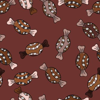 Şekerci dükkânı. Tatlılar ve mumlar, çizimler. Sorunsuz. Vektör çizim.