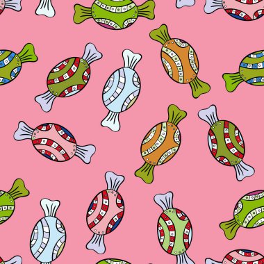 Pembe, siyah ve nötr renkler. Şeker soyut geometrik tarzı ile renkli seamless modeli. Trendy vektör arka plan.