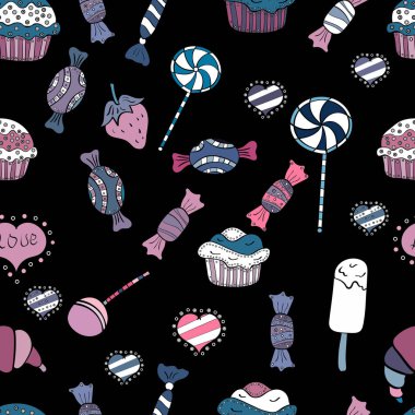 Sorunsuz şekerler. Vektör. Vektör şeker ve tatlılar.