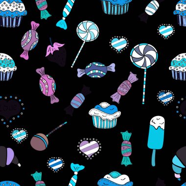 Sorunsuz şekerler. Vektör. Vektör şeker ve tatlılar.