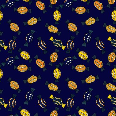 Tatlılar ve mumlar, çizimler. Şekerci dükkânı. Sorunsuz. Vektör çizim.