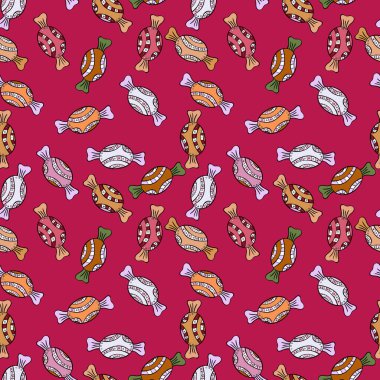 Kırmızı, siyah ve nötr renkler tatlı şeker seamless modeli. Vektör çizim.