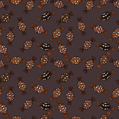 Renkli şeker sorunsuz. Kahverengi, siyah ve beyaz renkler. Vektör.