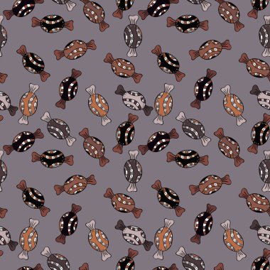 Tekstil, kartlar, için tatlı web tasarım: lezzetli gerçekçi seamles arka plan: grafik fantastik şeker. Vektör seamless modeli ile bağımsız, siyah ve kahverengi şeker.