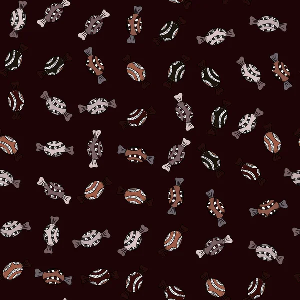 İlginç, Soyut El çekilmiş sorunsuz vektör şeker desen. Cadılar Bayramı davranır siyah, kahverengi, tarafsız ve gri arka plan üzerinde renkli, retro el resimli.