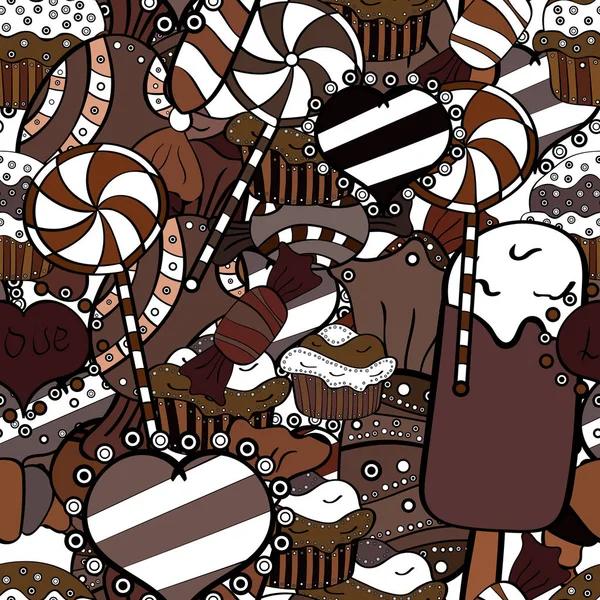 Bezproblémové Candy Store Sladkosti Svíčky Perokresby Vektorové Ilustrace — Stockový vektor