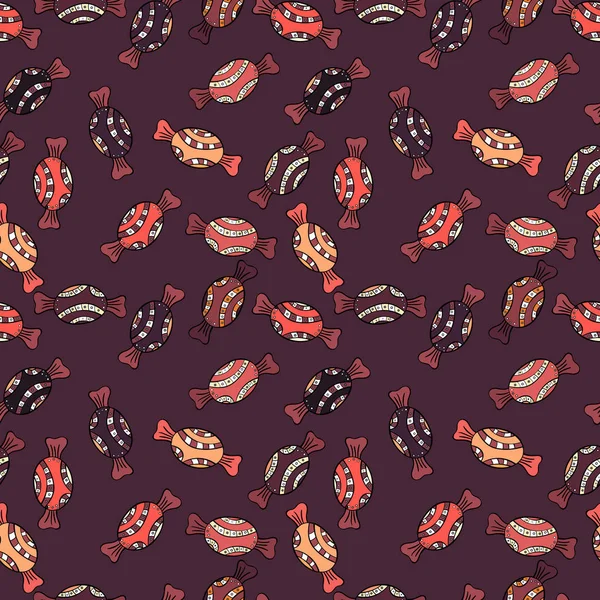 Kahverengi, pembe ve siyah arka plan ile şirin el çekilmiş tatlı illüstrasyon seamless modeli. Vektör.