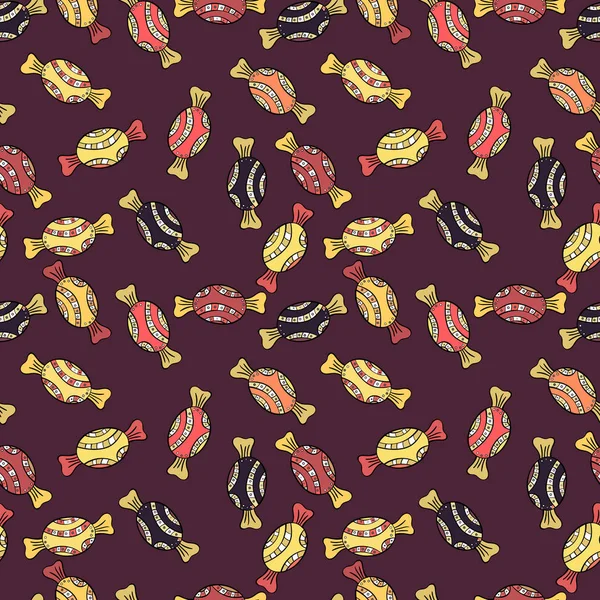 Suluboya illüstrasyon kahverengi, siyah ve sarı renkler. Vektör. Şekerler sorunsuz arka plan üzerinde.