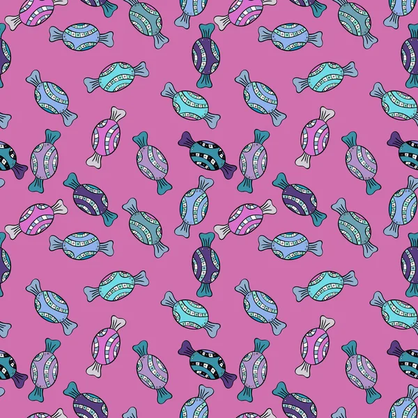 Renkli şeker seamless modeli. Pembe, mavi ve siyah renk. Vektör.