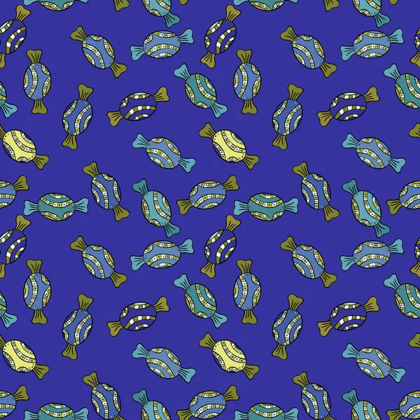 Parlak sorunsuz vektör konfeti model parti. Mavi, yeşil ve siyah arka plan üzerinde renkli şeker serpin, şeker veya fırın tasarım.