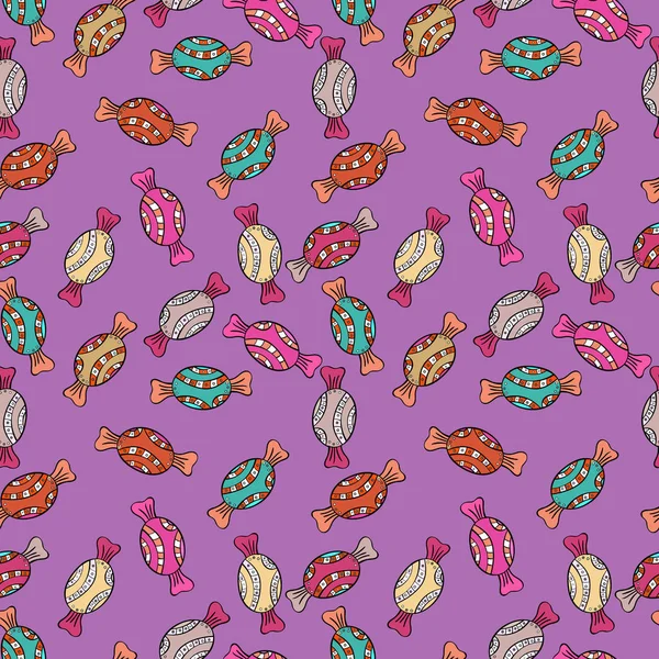 Mor, siyah ve turuncu renkler. Vektör. Renkli şeker seamless modeli.