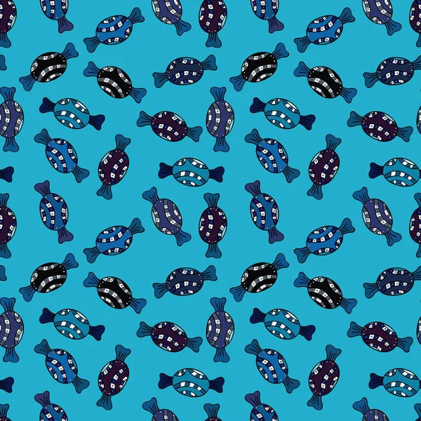 Vecteur Modèle Sans Couture Candy Coloré Sur Les Couleurs Bleu — Image vectorielle