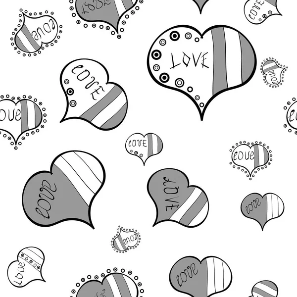 Love Wedding Valentines Day Design Seamless Vector Background White Gray — Stock Vector