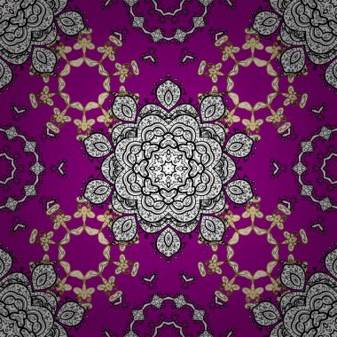 Renkli dağılımı ile süslü, Doğu mandala. Sanat, yuvarlak, beyaz, siyah ve mor renkler renkli süsleme.