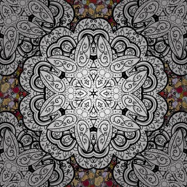 Beyaz ve gri. Sorunsuz çiçek desenli vektör çizim içinde. Çiçekler beyaz, siyah, gri, tarafsız ve bej renkler. Mnadalas.