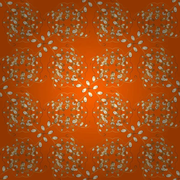 Naranja Marrón Beige Colores Ilustración Vectorial Patrón Doodles Patrón Sin — Vector de stock