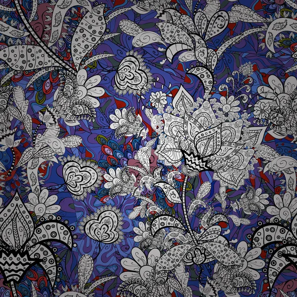 Çiçekler, suluboya ile sorunsuz çiçek desenli. Vektör desen. Fantezi kumaş deseni.