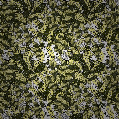 Vektör. Dikişsiz desen arka plan. Suluboya, elle çizilmiş. Siyah, sarı, yeşil, beyaz ve gri renkler üzerinde karalamalar. Tasarım ve hediye paketleme kağıt, tebrik kartları, afiş ve posterler tasarım. -hisse senedi.