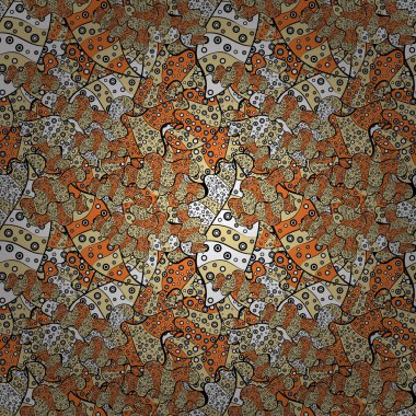 Bir siyah, bej, turuncu, beyaz ve gri renkler vektör çizim resimleri. Dikişsiz desen zarif dekoratif süsleme moda için baskı, karalama defteri, ambalaj kağıdı, duvar kağıdı.