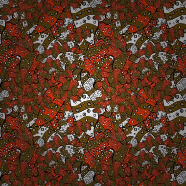 Kahverengi, siyah, turuncu, beyaz ve gri renkler. İhale kumaş deseni. Desen. Sorunsuz Retro arka plan tasarlamak. Vektör.