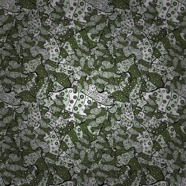 Resimleri bir bağımsız, siyah, yeşil, beyaz ve gri renkler vektör çizim. Dikişsiz desen zarif dekoratif süsleme moda için baskı, karalama defteri, ambalaj kağıdı, duvar kağıdı.