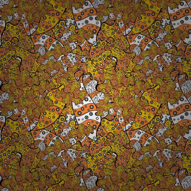 Turuncu, siyah, sarı, beyaz ve gri renkler. Vektör çizim. Vektör soyut desen sayfa antistress için. Kartları, davetiyeler, tarihi kartları ve daha birçok kaydetmek için kullanılan.